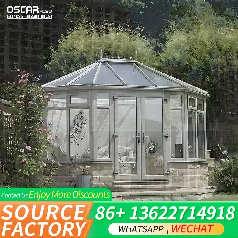 Sliding Style Polygon Roof Aluminium Solarium Veranda for Home Hotel Glass House Enhancement in Backyard sunroom