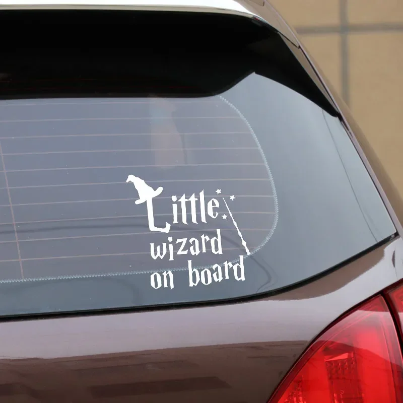 LITTLE WIZARD ON BOARD Naklejka na tylną szybę samochodu Naklejki winylowe 17,8 cm * 17,5 cm — zdjęcie 6
