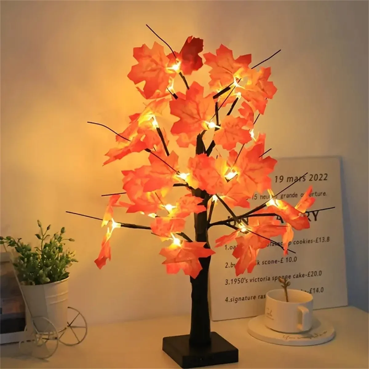 Imagem -05 - Led Maple Leaf Tree Night Light Usb e Bateria Ação de Graças Halloween Simulação Paisagem Lâmpada para Jardim Decoração de Férias