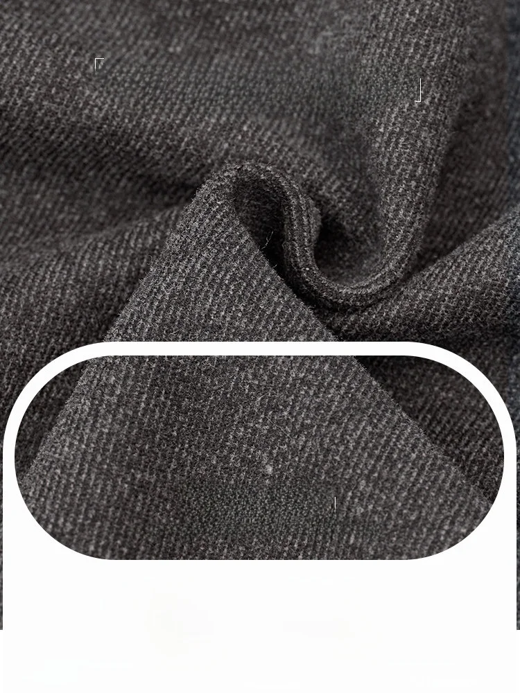 Gray Woolen High Waist Thickened Button Short Pants Women's Autumn Winter Slimming Casual Bootcut Pants Straight Leg Pants