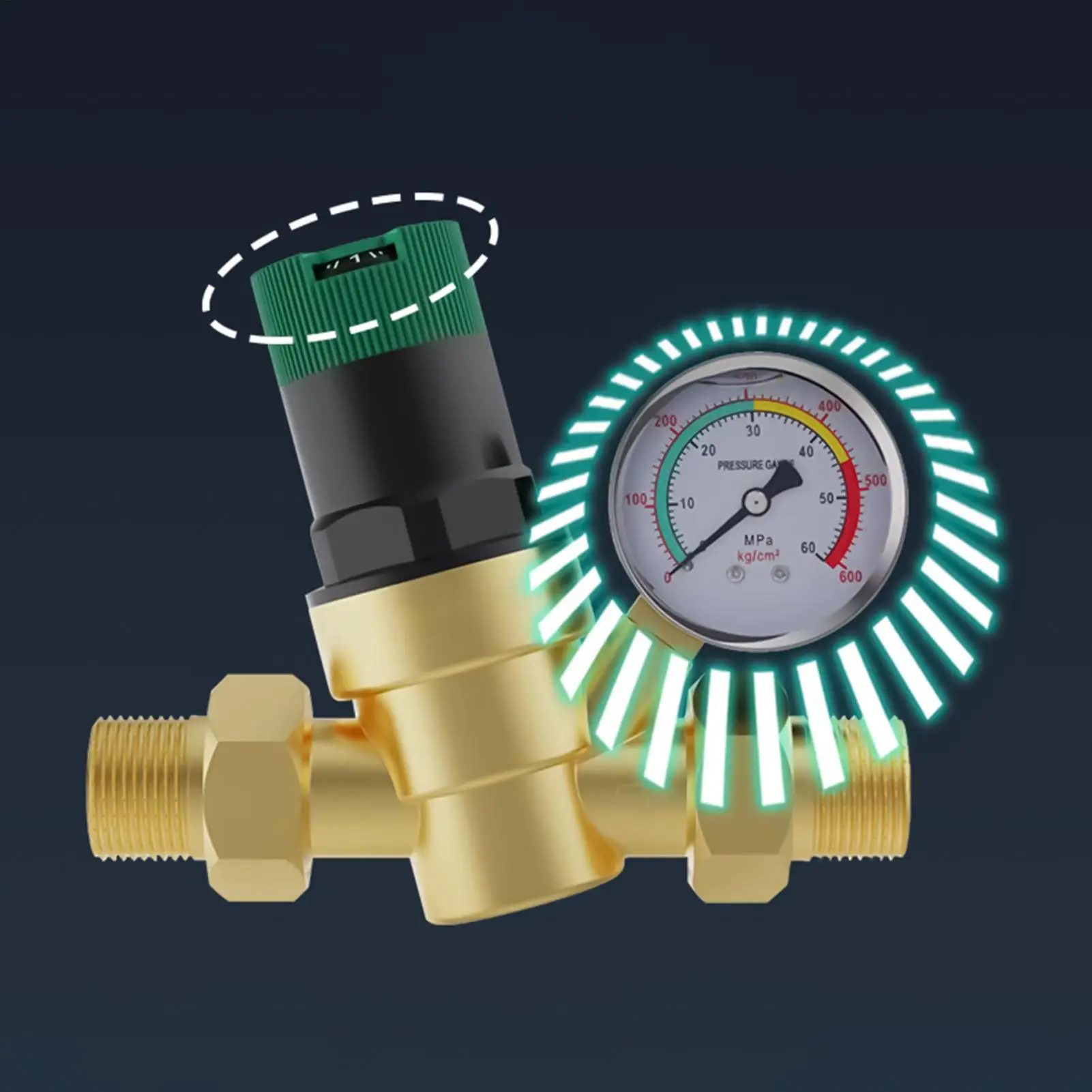 RV Water Pressure Regulator Lead-Free Copper Valve With Gauge And Inlet Screen Filter Water Pressure Reducing Valve For RV
