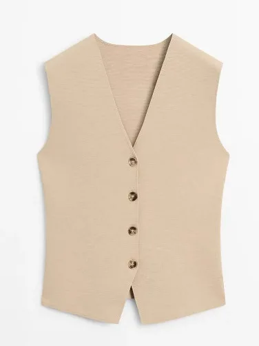 Dave&Di Summer New Women's Clothing Workplace Capable Style High-end Temperament Buckle Knit Vest