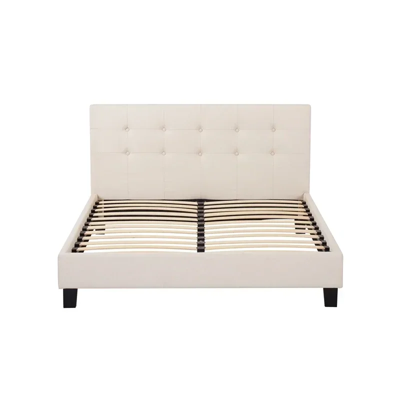 Modern hotel bed queen size upholstered fabric bed headboard for Bedroom Furniture set