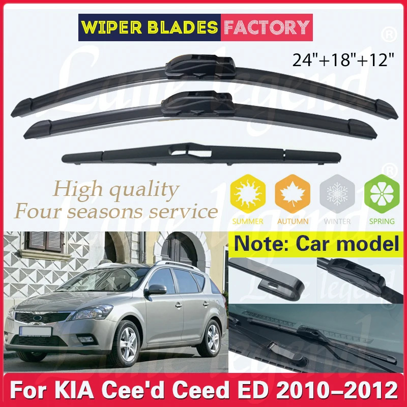 

Wiper Front Rear Wiper Blades Set Kit For KIA Cee'd Ceed ED 2010 2011 2012 Windshield Windscreen Window Car Rain Brush 24"18"12"