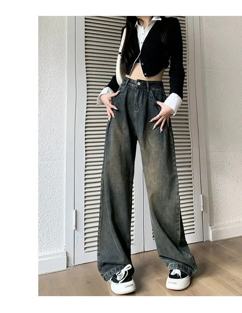 

High Waist Jeans 90S Vintage Clothes Cargo Pockets Multi Pocket Utility Workwear Military Camouflage Female Denim Fashion Street