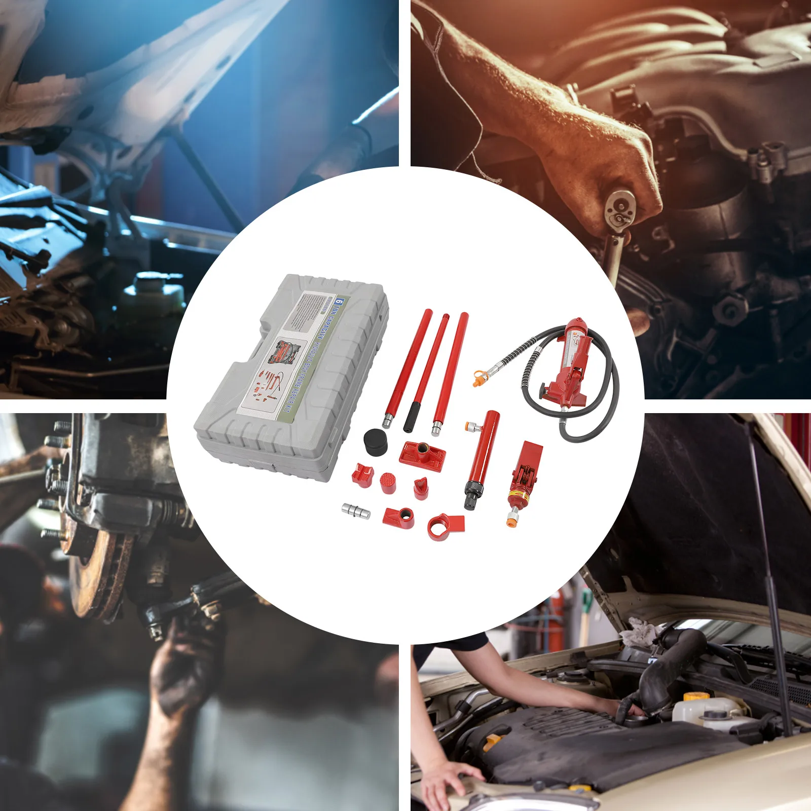 

Portable Hydraulic Ram 4 Ton Capacity for Auto Body Frame Repair Comes with Carrying Storage Case Red Color Professional Grade