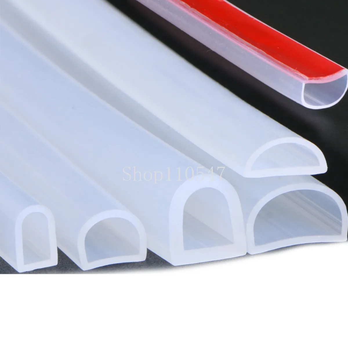 2-10M D Shape Silicone Rubber Sealing Strip Semi Circle Hollow High Temperature Self Adhesive Door Window Sound Insulating Strip