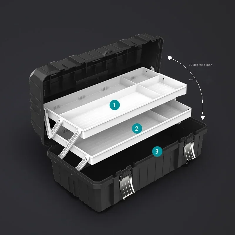 Triple Fold Storage Box Durable Large-Capacity with Safe Material for Household Tools Sturdy Anti-Drop and Durable Design