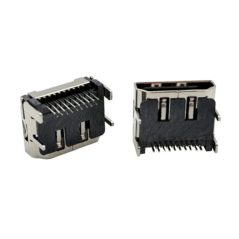 20PCS HDMI-19PIN Type A female plug-in board connector, 90-degree horizontal type, with fixed columns and double-row pins