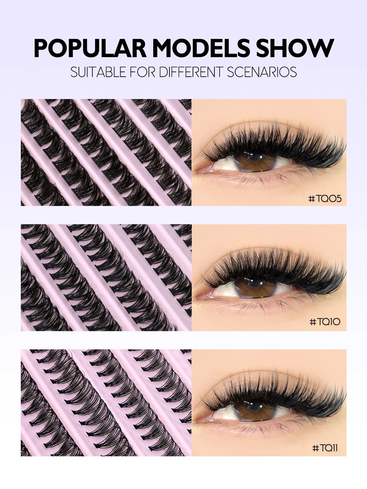 Wimperncluster-Set, flauschige Einzelwimpern, Cluster, Wimpernverlängerung, 10–18 mm, DIY-Wimpernverlängerungsset, Wimpernbindung und Siegel