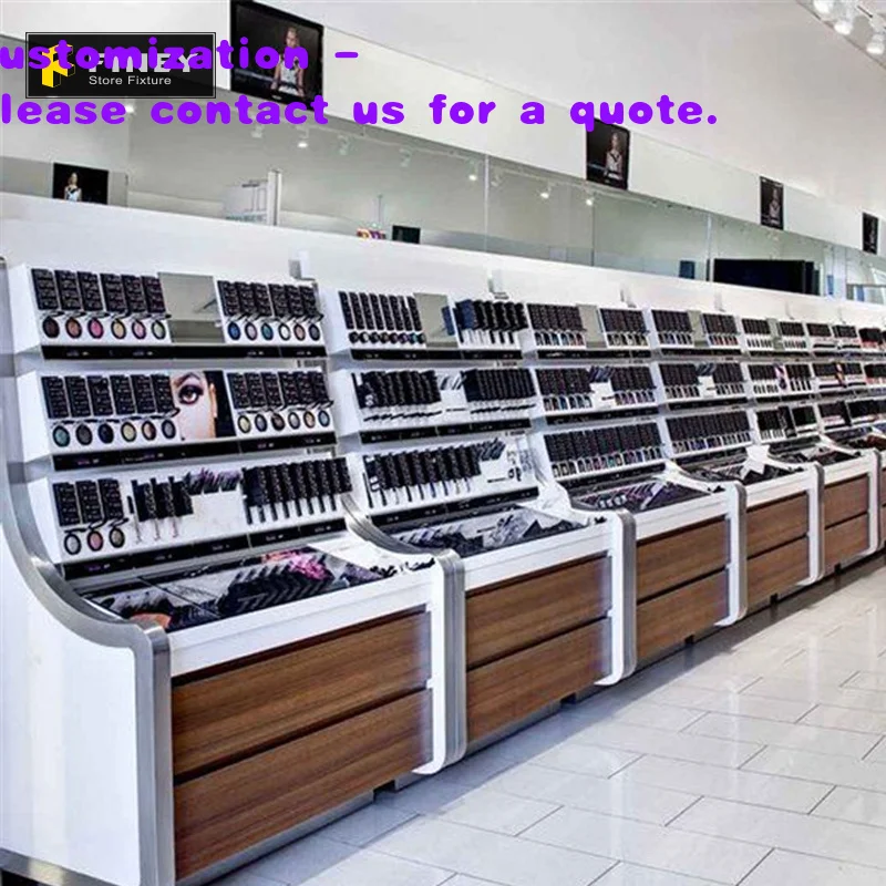 

custom.Custom Cosmetic Shop Wood Flor Standing Display Showcase Counter Stand Cosmetic Display Cabinet