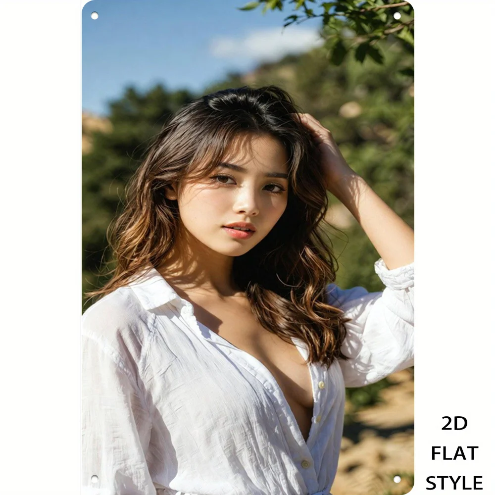 CIFBUY Beautiful Woman Outdoor Sunlight Portrait Metal Sign 2D Print Aluminum Poster Natural Style Wall Art Home Living Room