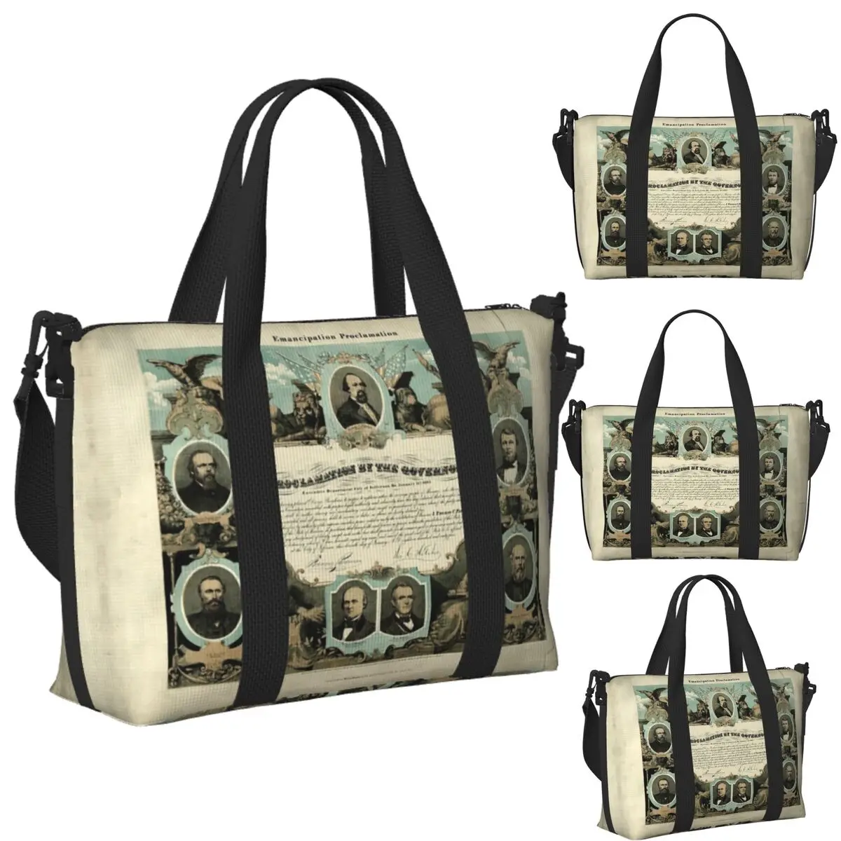 

Custom Emancipation Proclamation By E. Knobel (1865) Beach Travel Bag Tote Bags for Gym Yoga Women Shopping Duffle Shoulder Bag
