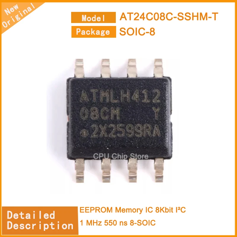 50Pcs/Lot  New Original  AT24C08C-SSHM-T AT24C08C EEPROM Memory IC 8Kbit I²C 1 MHz 550 ns 8-SOIC