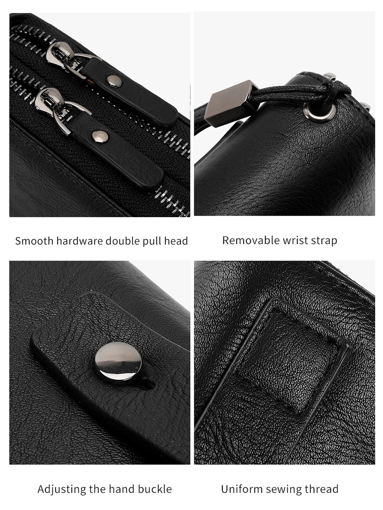 Business RFID Men\'s Handbag New Double Zipper Large Capacity Men\'s Wallet High Quality PU Leather Multi functional Men\'sCard Bag