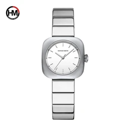 2024 New Minimalist Women's Watch 30mm Square Japanese Movement Original Rose Gold Elliptic Leather Casual Fashion Wristwatches