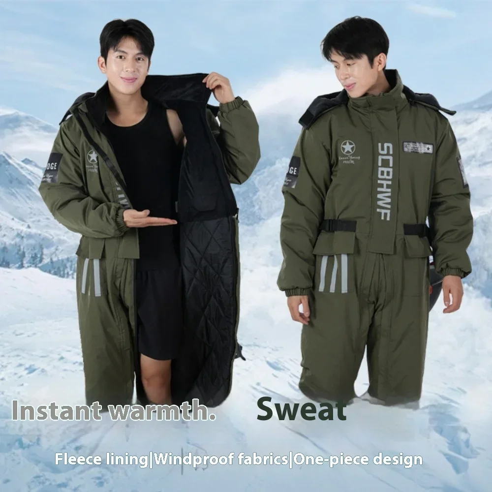 

Winter Waterproof Windproof Ski Suit Motorcycle riding cold proof clothing men women waterproof winter with plush thick