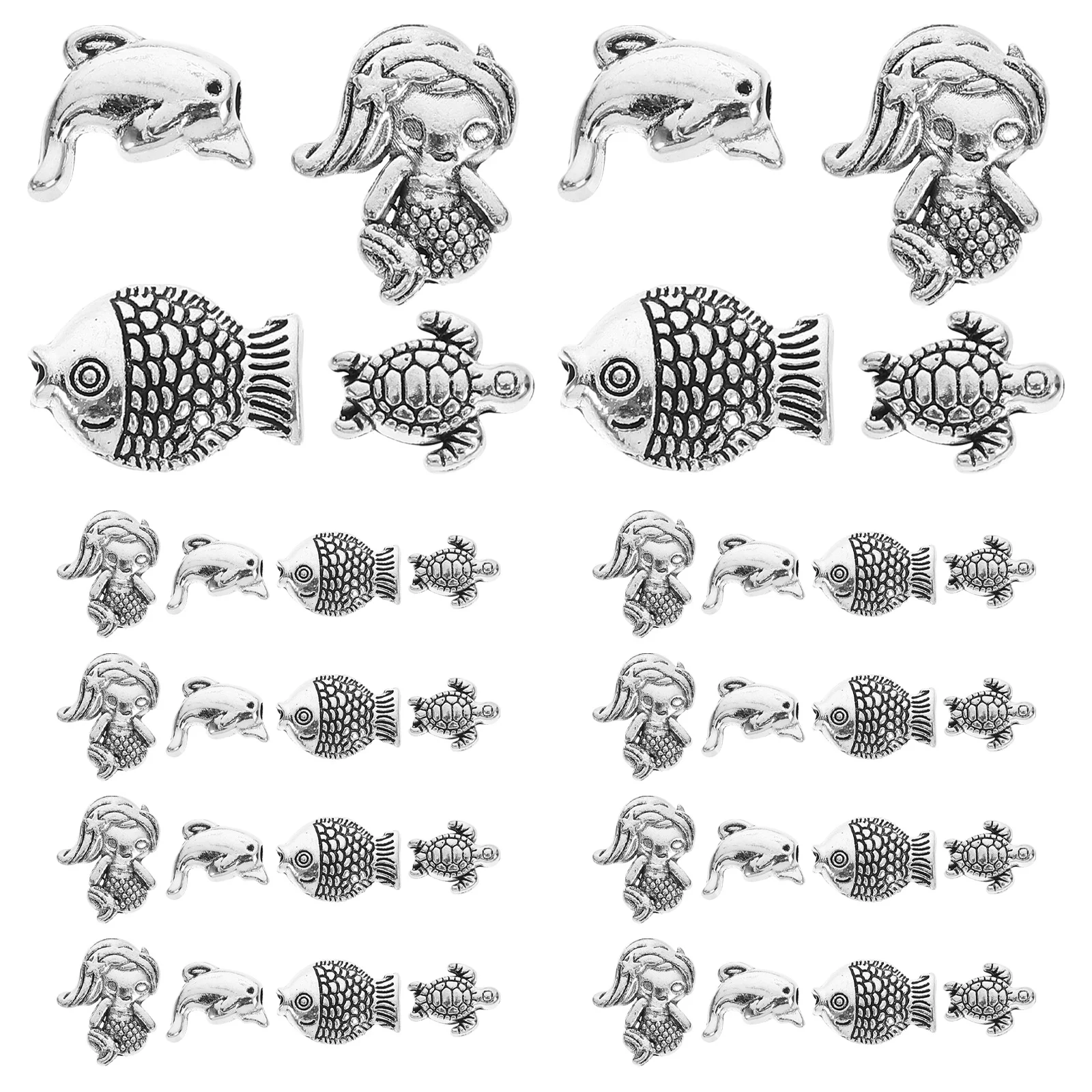 

40 шт., подвеска из сплава морских животных, аксессуары, натуральный чистый морской декор, гиппокамп, дельфин, рыба, краб, ракушки, ювелирные изделия своими руками