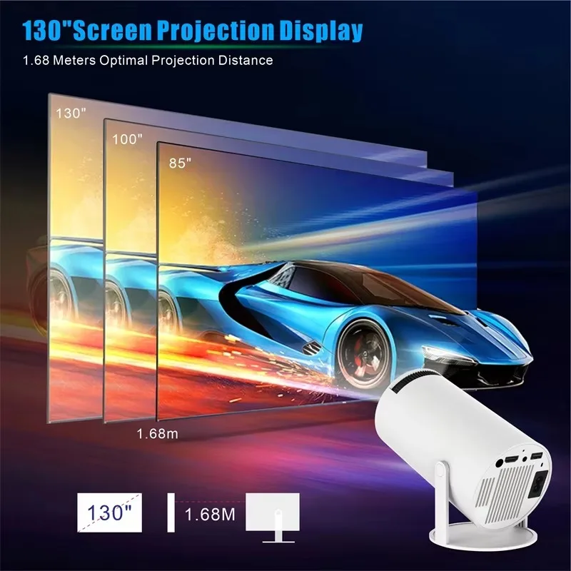 HY300 1280 * 720P Video Projector Mini Home Theater LCD Light Emitting Diode Portable 4k Android 11 Wireless Projector