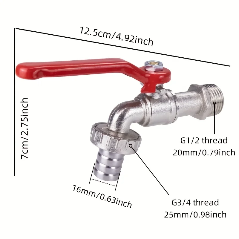 1Pc Classic Single-Outlet Garden Faucet - Zinc Alloy, 1/2
