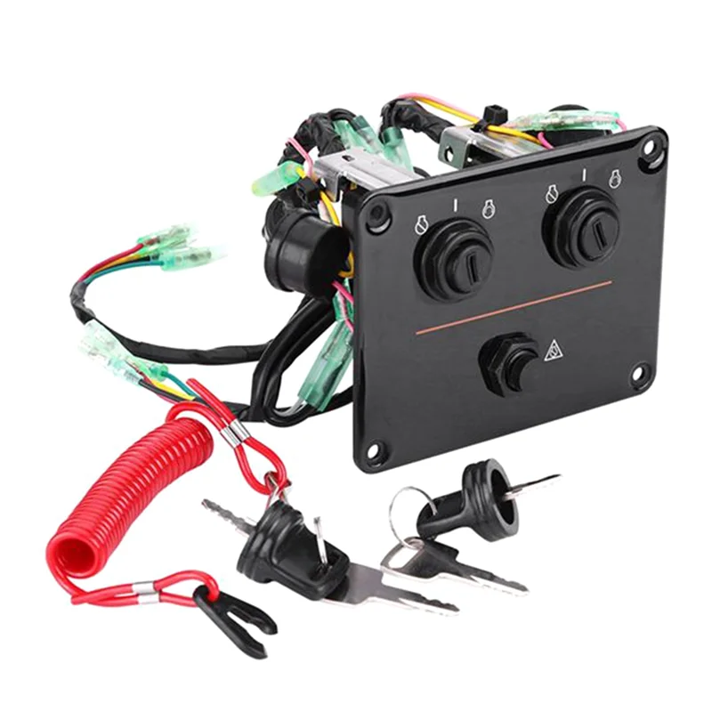 Dual Engine Key Switch Panel, 12V Dual Key Switch Panel Assembly for Yamaha Outboard Engine Yacht 6K1-82570-08-00