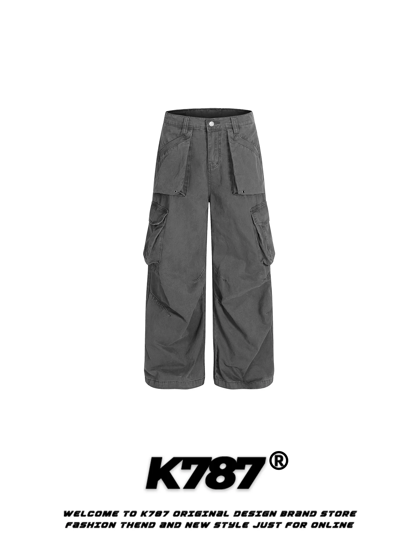 

Рабочие брюки K787 в американском ретро-стиле с множеством карманов, свободные повседневные прямые длинные брюки для мужчин и женщин, с высокой талией, уличный стиль