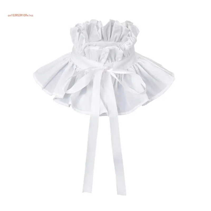 Sophisticated Stand Ruffle False Collar with Ties Bandage for Wedding Parties