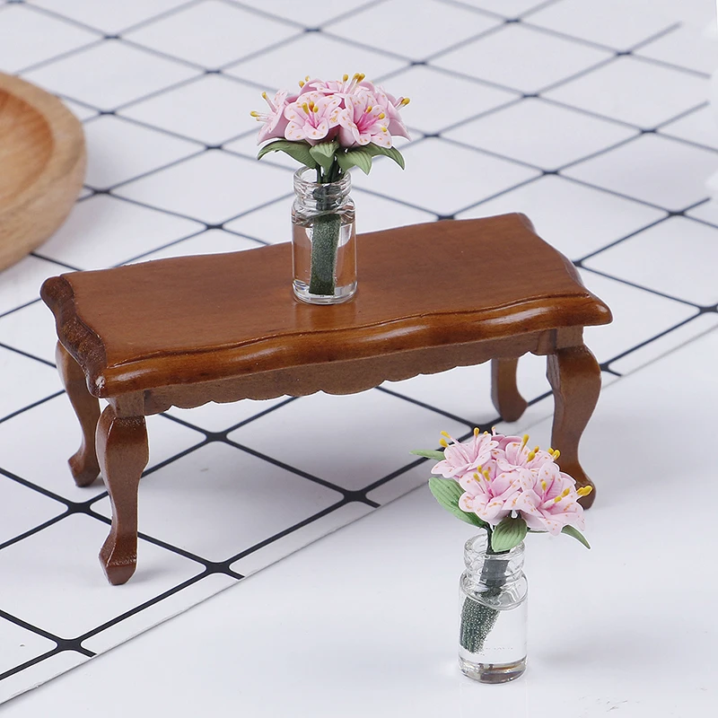 1/12 Dollhouse Miniature Furniture Wave-Edged Wooden Coffe/End Table 3colors