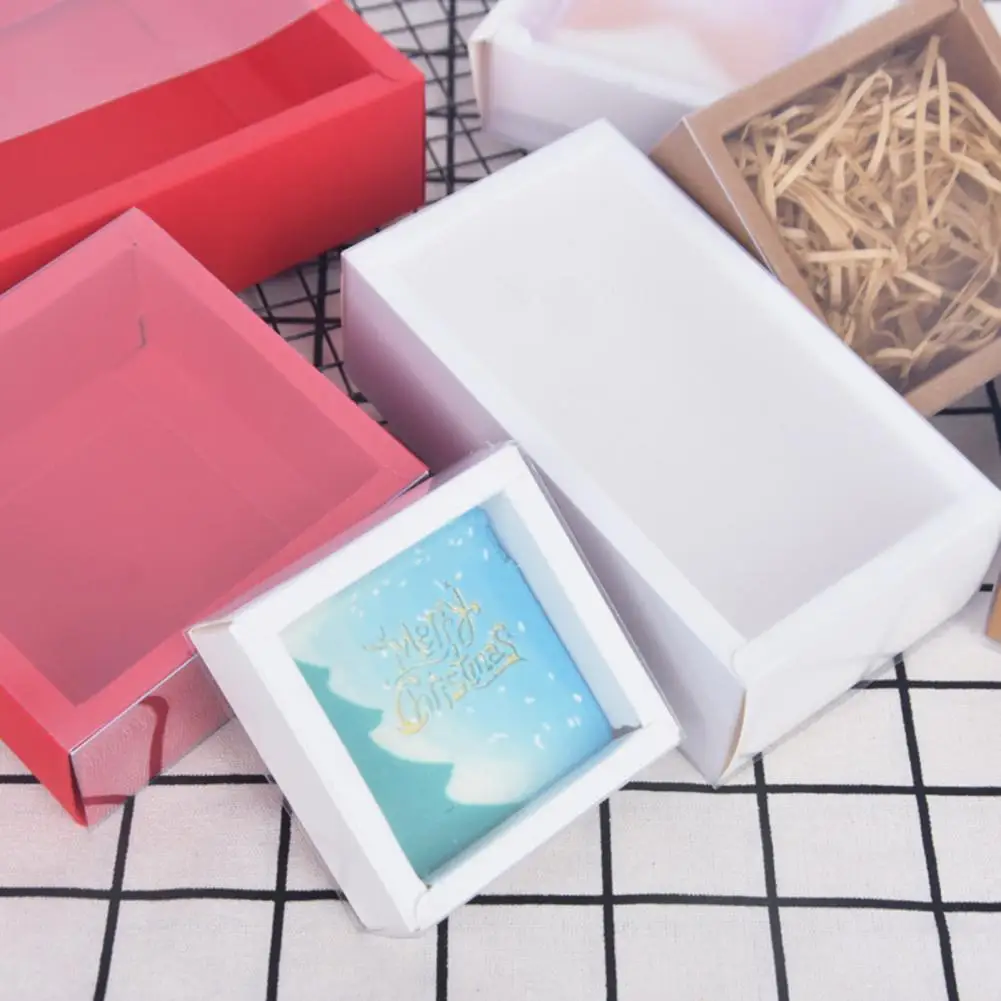 10 Pcs/Set Paper Gift Box Different Sizes Transparent Visible Hard Anti-deform High-end Present Case Present for Packing Gift