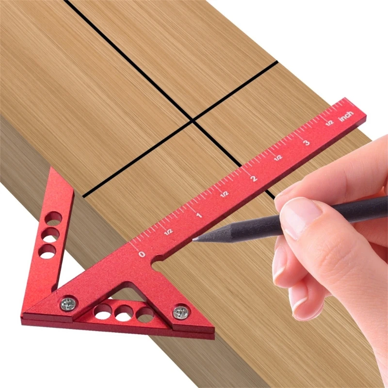 Durable Wood Measuring Tool Professional Carpenter Ruler Aluminum Alloy Construction Center Finding & Line Drawing