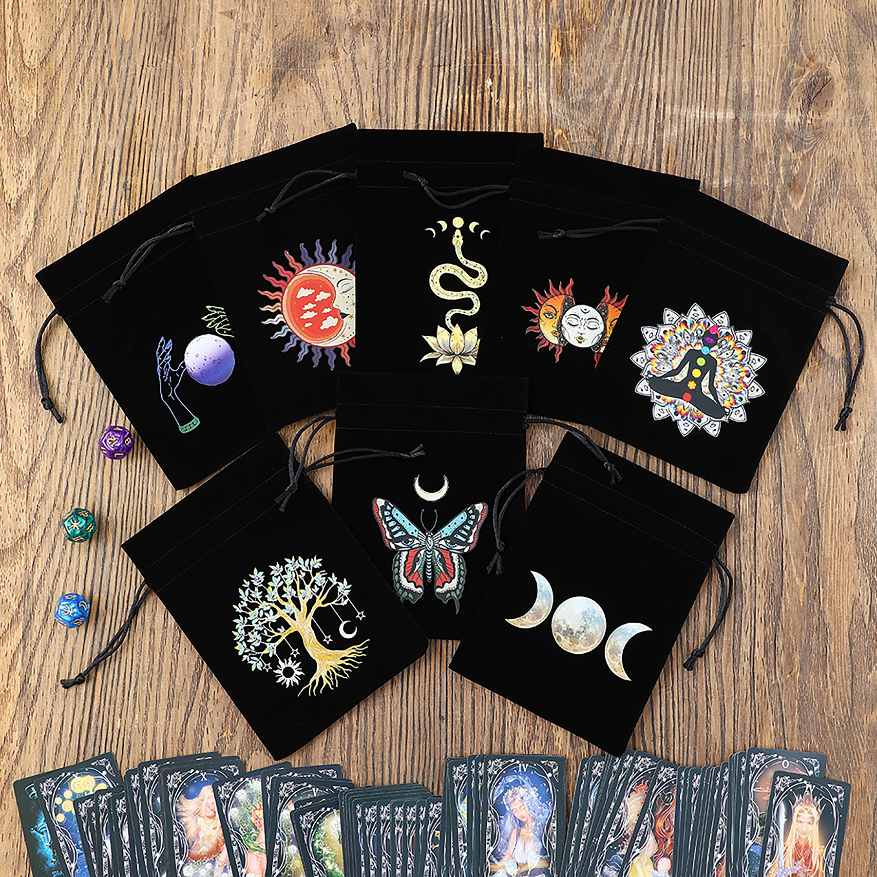 1pc Black Velvet Tarot Pouch Cards Storage Bag Witch Divination Jewelry Astrology Dice Accessories Bag Altar Tarot Bag