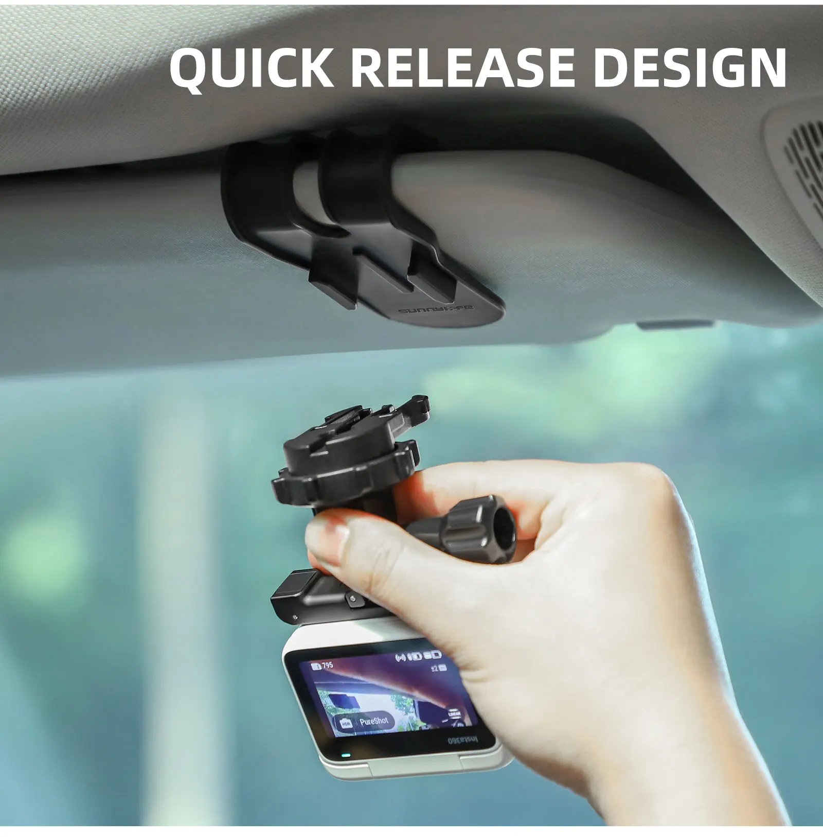 Car Sun Visor Camera Holder Bracket 1/4 Inch Adjustment Car Sun Visor Camera Mount for Osmo Pocket 3 Action 4 Insta360 X5