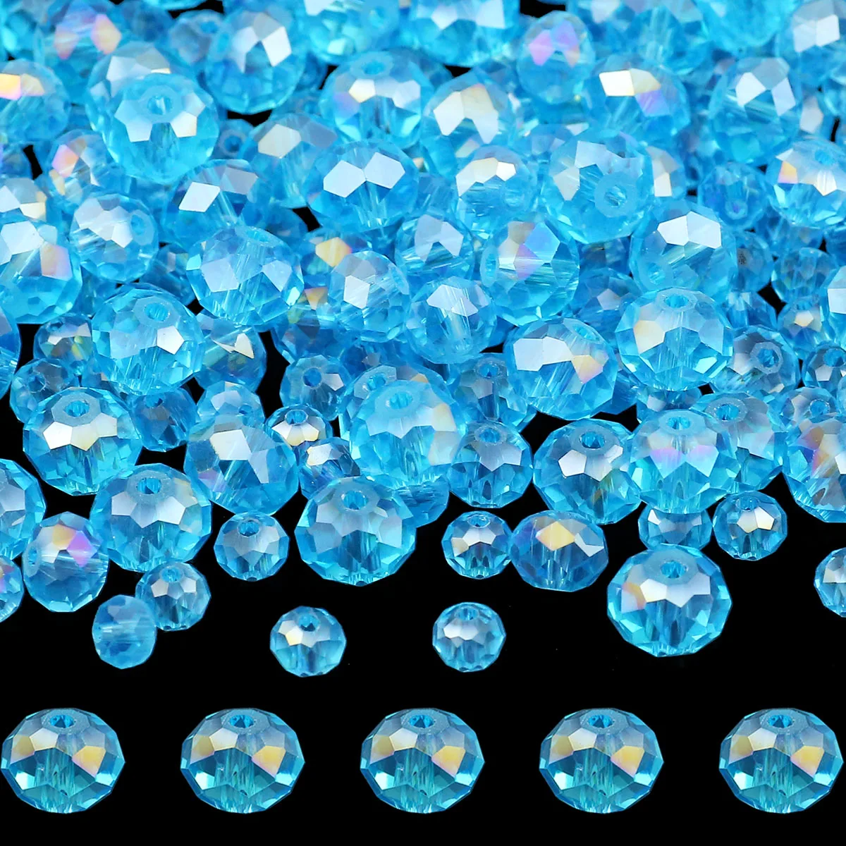 Flat Round Lake Blue AB Color Faceted Austrian Crystals Loose Beads For Jewelry DIY Earrings Bracelet Accessories 2/3/4/6/8/10mm