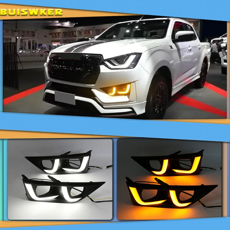 

1Pair DRL For Isuzu D-max DMAX Pickup 2020 2021 LED Daytime Running Lights LED Front Bumper Fog Lamp Case Driving light