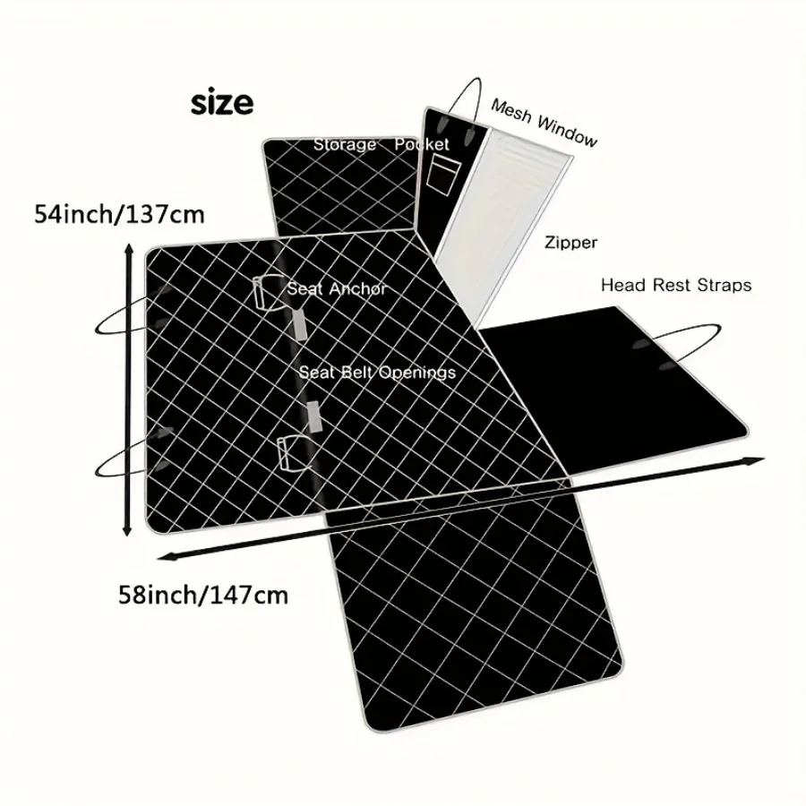 Dog car rear seat cover, 100% waterproof, with mesh window, scratch resistant and slip resistant, can be used as a dog hammock