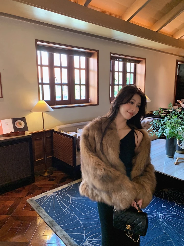 صديقة للبيئة الفراء Jaet المرأة ort Sle مريحة الدفء V-Ne طويلة Sve الوقوف صالح الخريف الشتاء وصول جديد #3