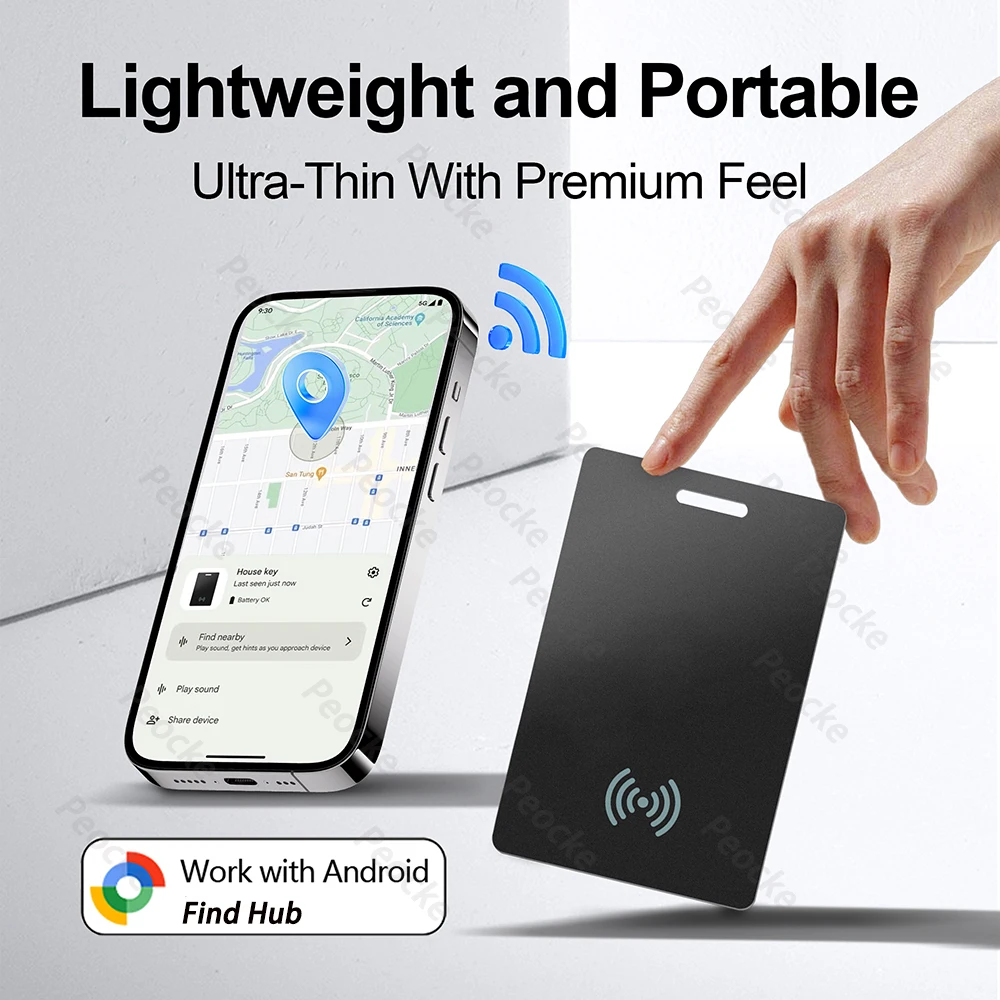 Portemonneezoeker, Bluetooth-zoekitem Anti-verloren Smart Finder-kaart voor bagagepass voor Android-telefoon Samsung Werk met Google