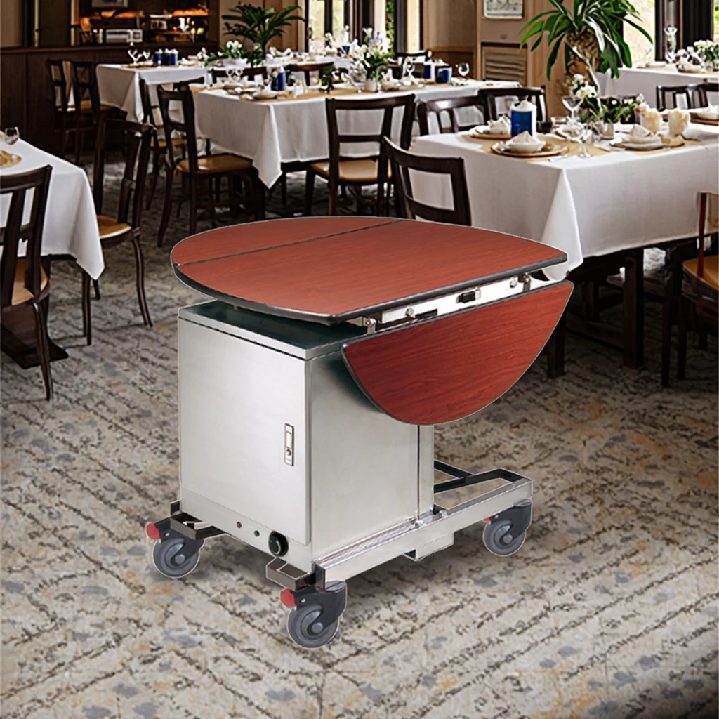 Collapsible Hotel Room Service Cart With 4-Wheel Stainless Steel Electric Hot Box Food Warmer For Kitchen Use
