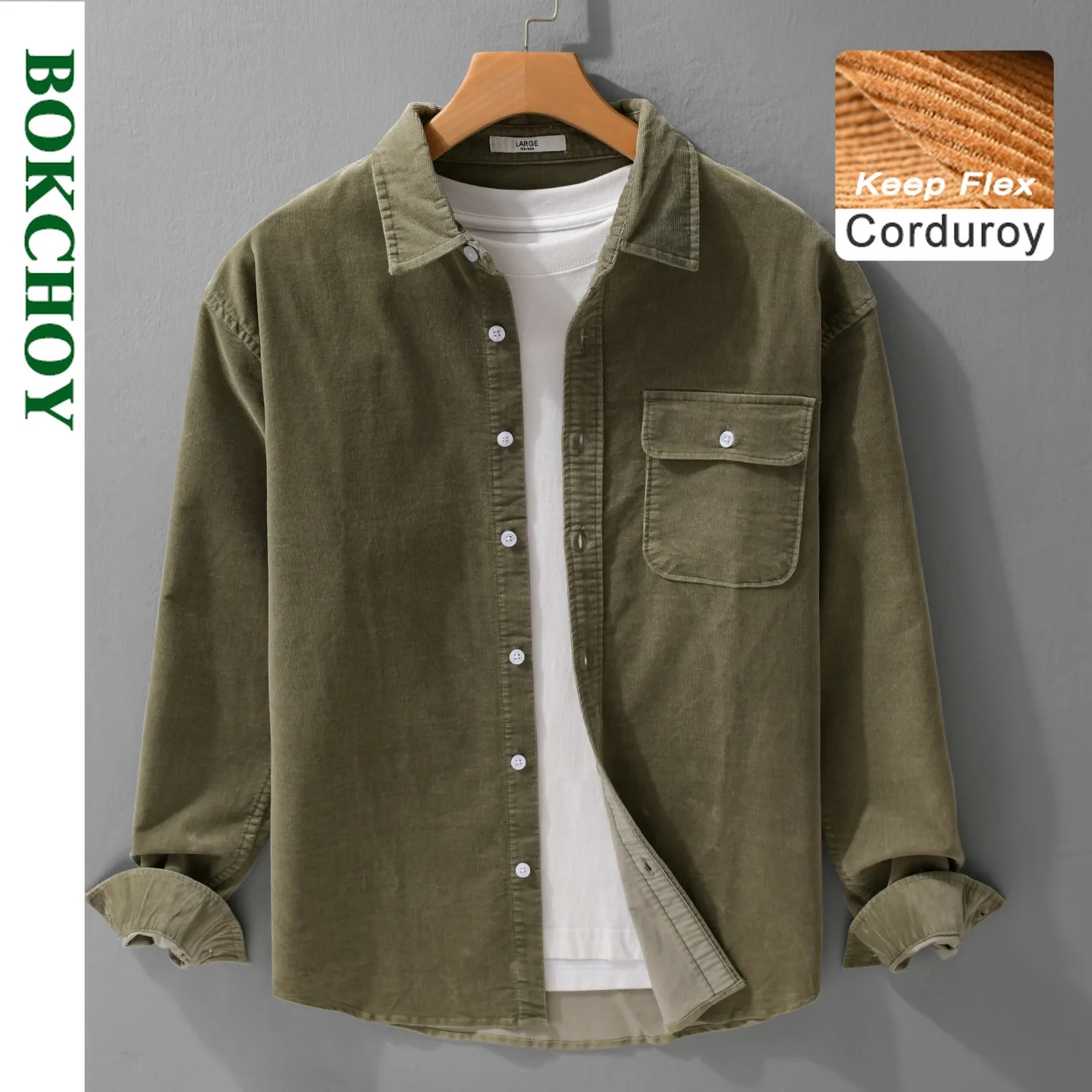 

2025 Autumn New Vintage Cargo Corduroy Soft Cotton Long Sleeve Shirt for Men Clothing Big Pockets Versatile Streetwear FY9416
