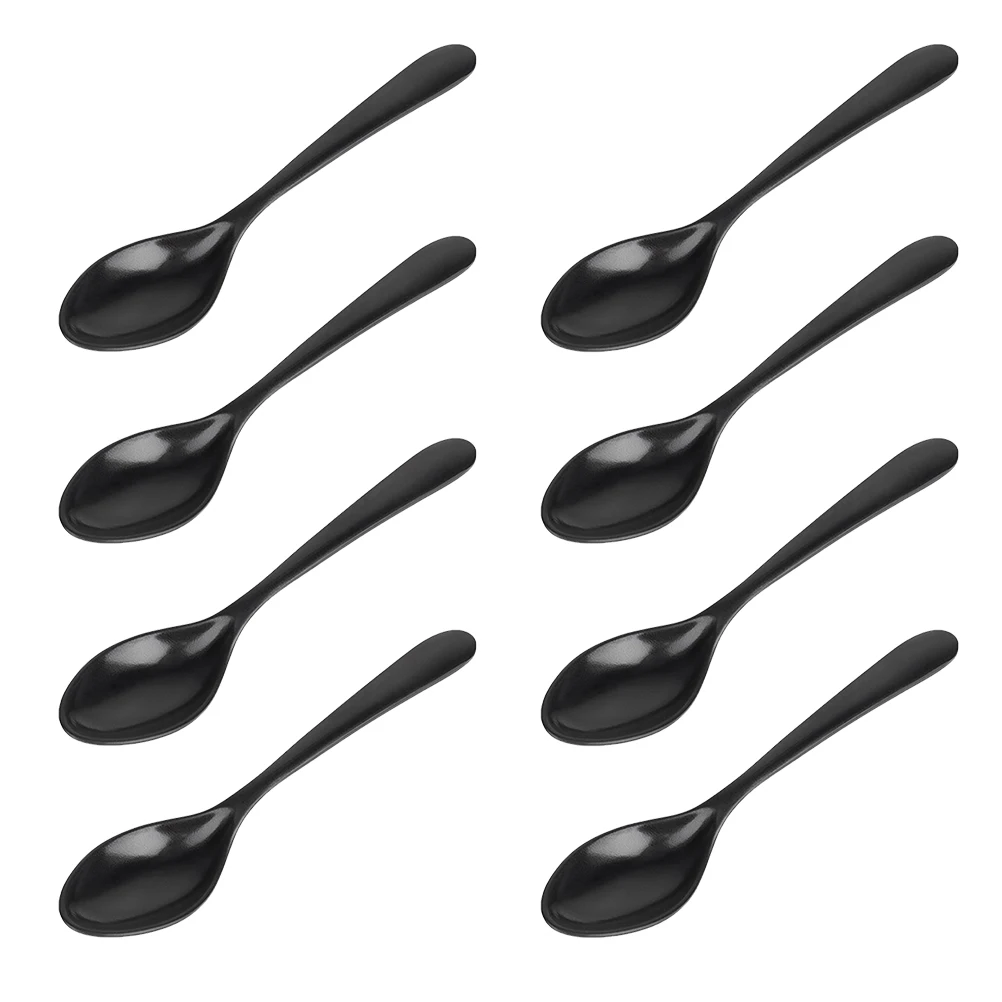

8 pcs Black Matte Soup Spoon Melamine Kitchen Ladle Long Handle Porridge Spoons Smooth Design No Burrs Easy Handling