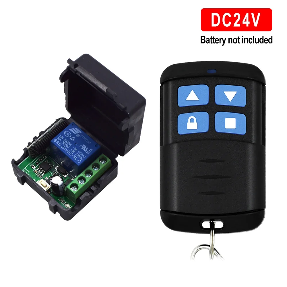 

1527 433.92MHz 1CH 12V 24V Remote Control Receiver Remote Switch Garage Door Controller 10A Relay Module With 4buttons