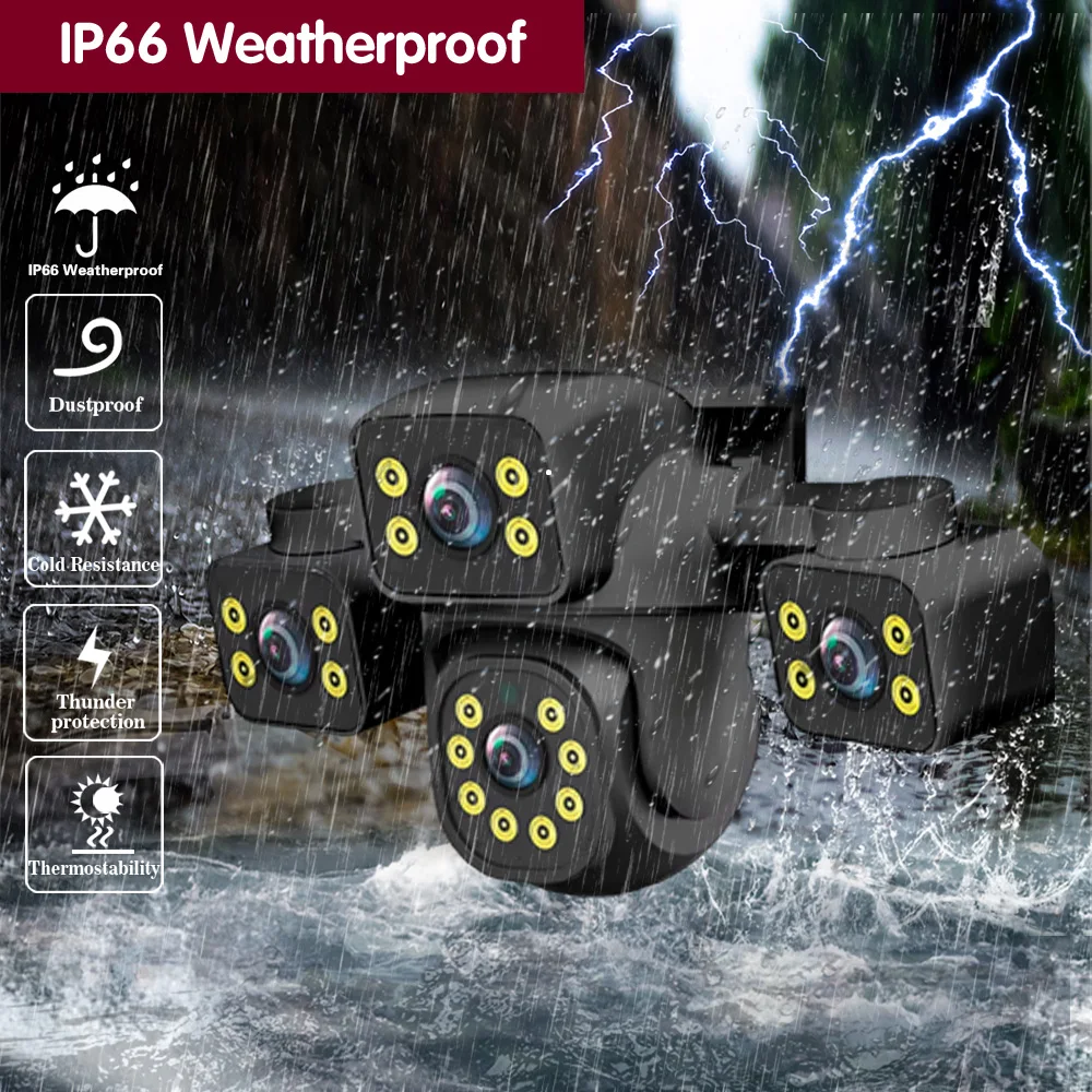 

4K 15MP Wifi PTZ Security Camera Three Lens with Three Screen Auto Tracking Wireless CCTV Video Surveillance Camera Waterproof