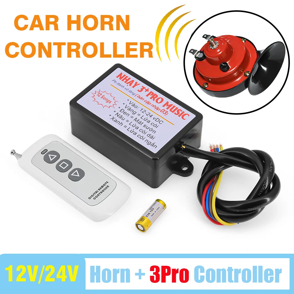 

8/10/12 Sound Musical Electronic Horn Controller 3+ Pro witn 2pcs Horn Speaker Sound Control Set For Car Truck Marine 12V-24V