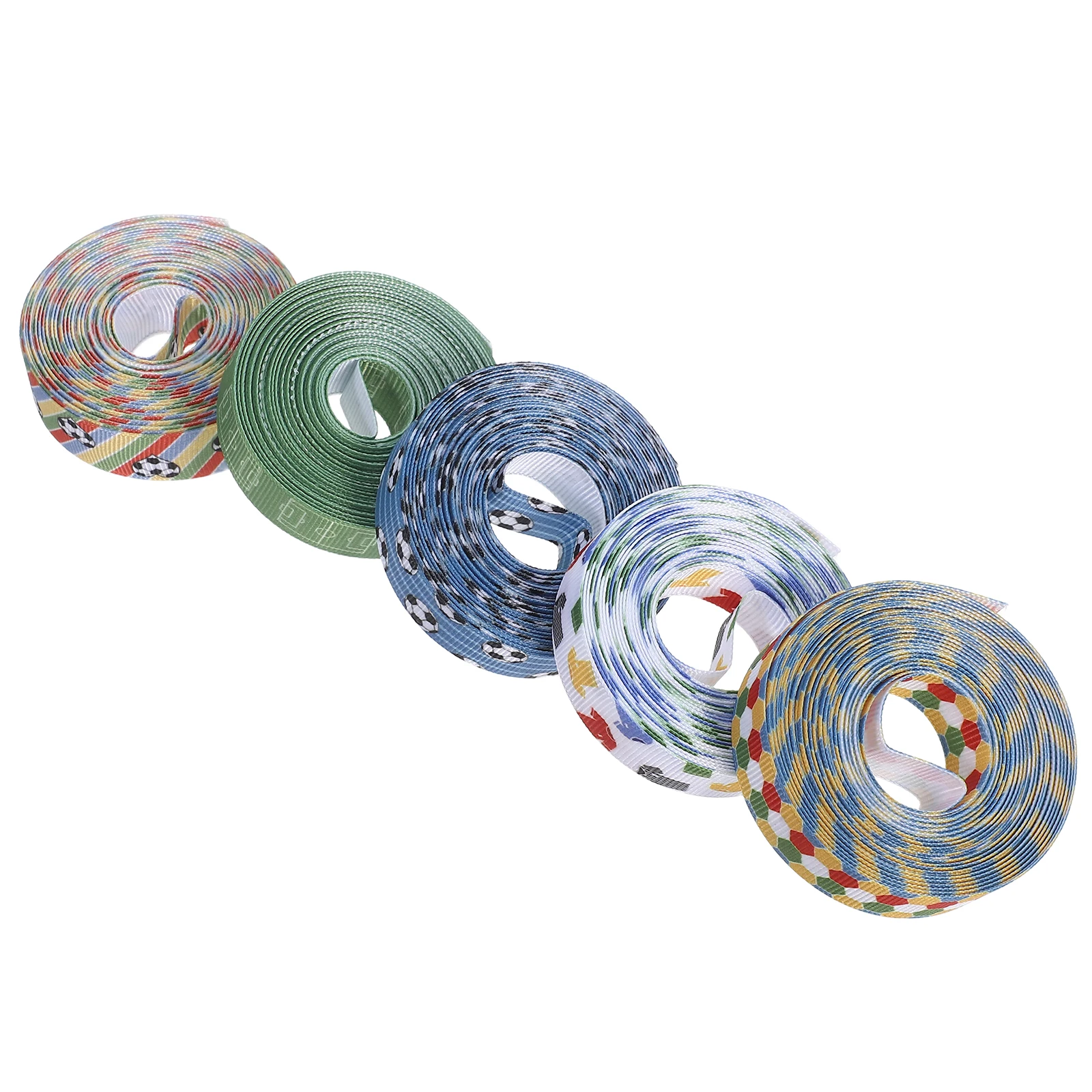 

5pcs Soccer Party Decorations Ribbons Sports Themed Polyester Durable Vibrant Design For Diy Crafts Sewing Present Wrapping