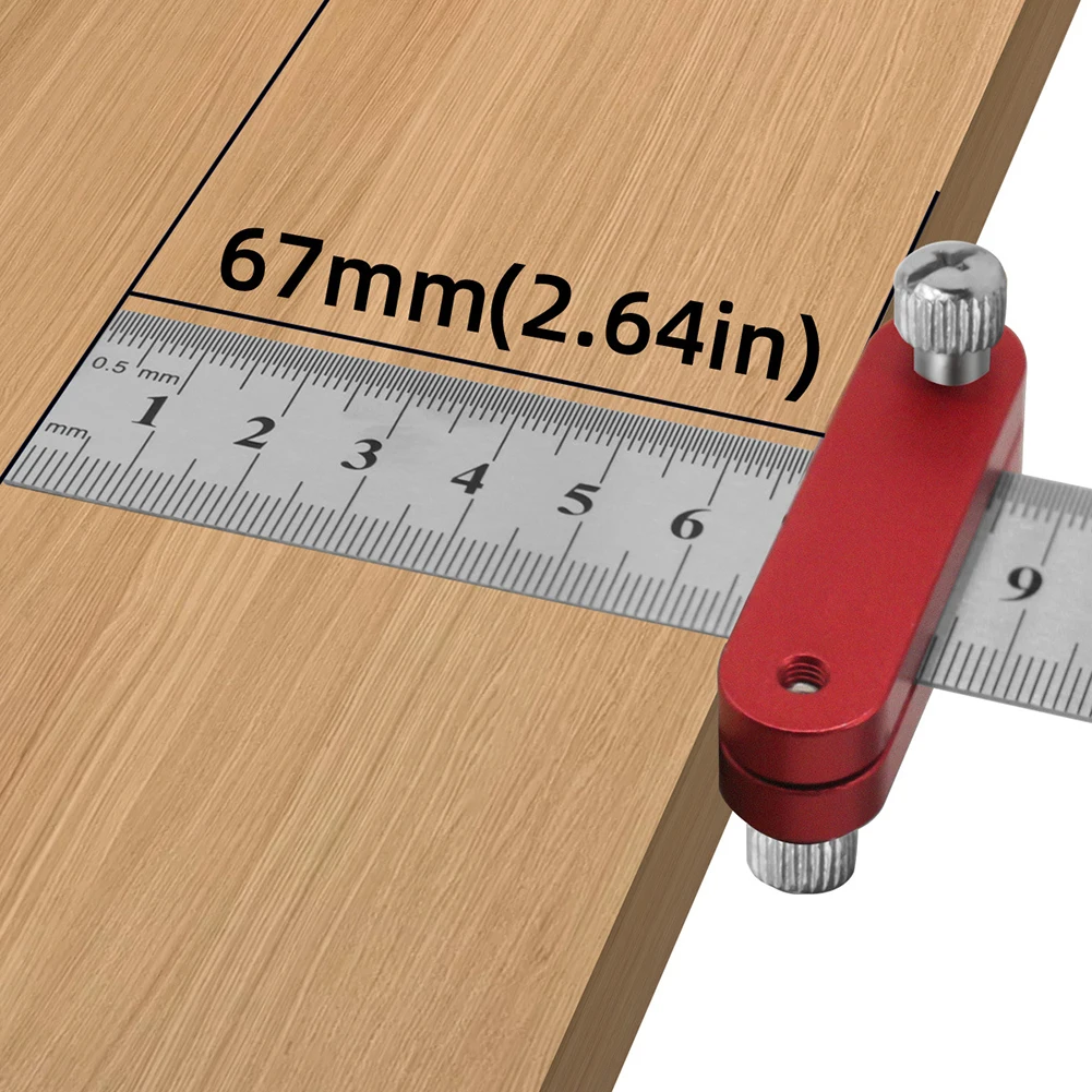 Long-lasting Practical Universial Stainless Positioning Block Steel Ruler Measuring Tool DIY Red Aluminum Alloy