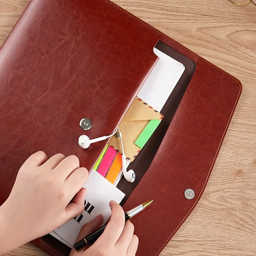 School Office Supplies Stationery Dustproof Data Contract Bill Storage Briefcase Leather File Folder Document Bag File Bag