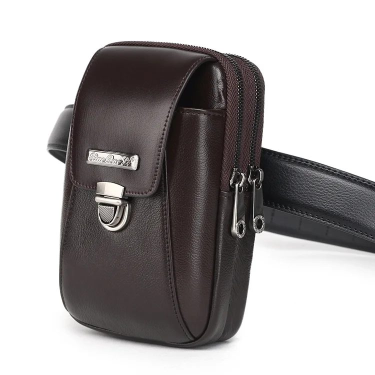 men\'s 5 / 5.5/6 inch mobile phone waist bag leather business mobile phone bag casual Mini Bag