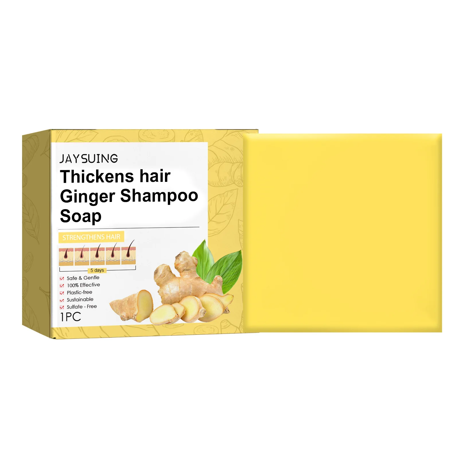 Ginger Shampoo Anti Hair Loss Promote Growth Dandruff Remover Repair Damaged Scalp Deep Cleaning Moisturizing Polygonum Soap Bar