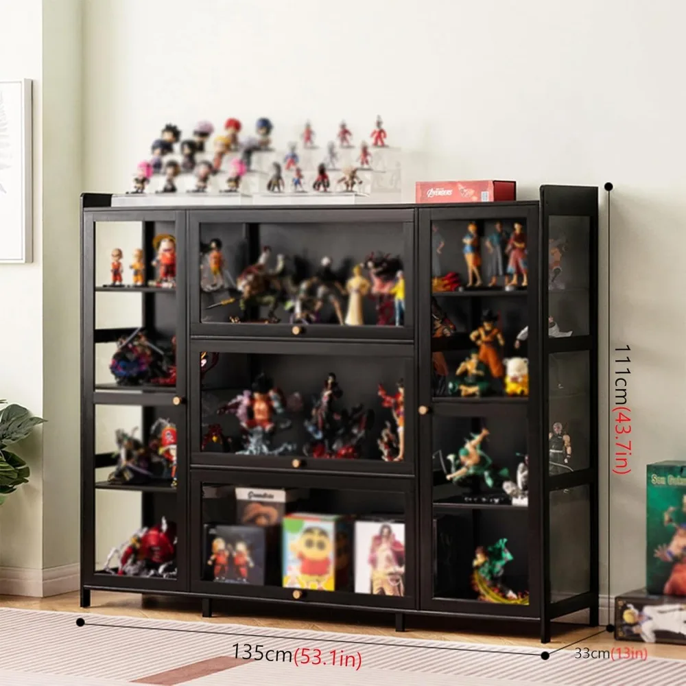 Floor Standing Clear Acrylic Door Curio Cabinet for Displaying Collectibles and Figurines
