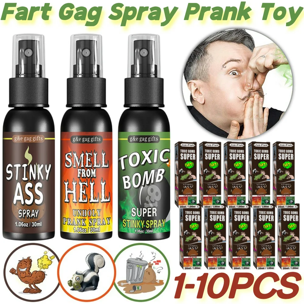 1-10PCS 30ml Fart Spray Prank Joke Plastic Stinky Fart Party Supplies Terrible Stinky Fart Spray for Adults Kids Non Toxic